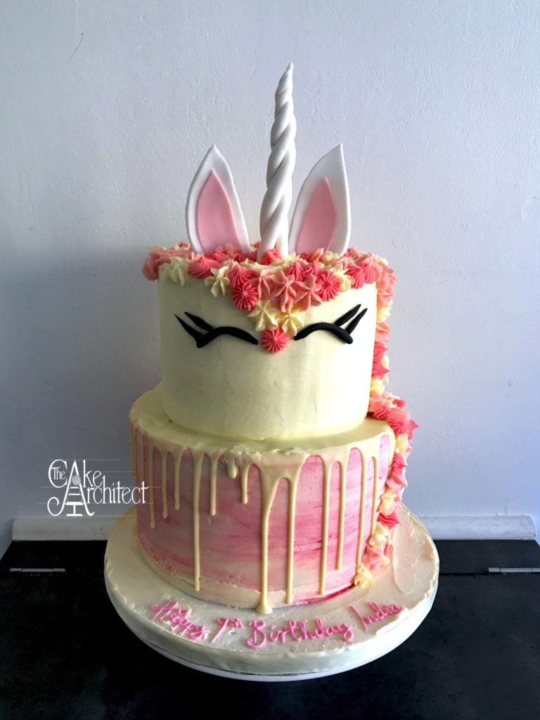Two tier Birthday pink Unicorn Cake Bath